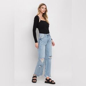 Vervet 90s Vintage Crystal Raw Hem Flair 100% Cotton Jeans Size 30